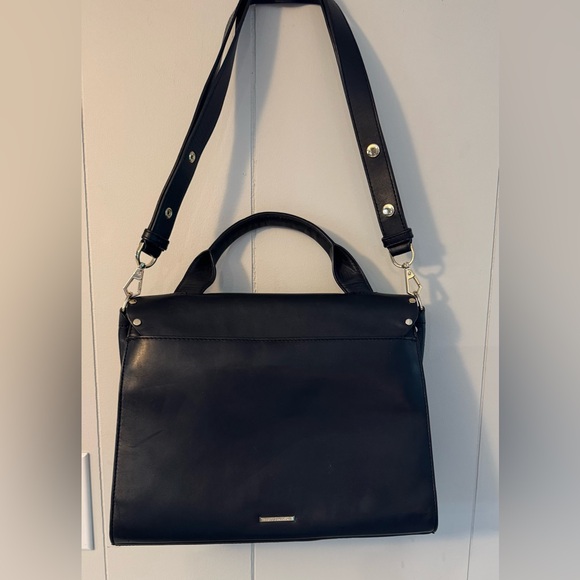 Rebecca Minkhoff Black Leather Gold Studded Biker Satchel - Picture 2 of 10